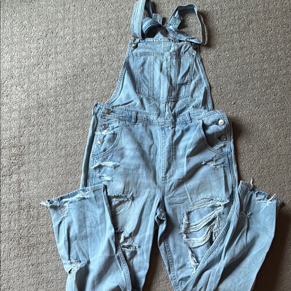 American Eagle Distressed Denim Overalls